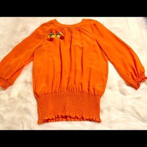 NWOT Chadwick’s Orange Elastic Waist Blouse